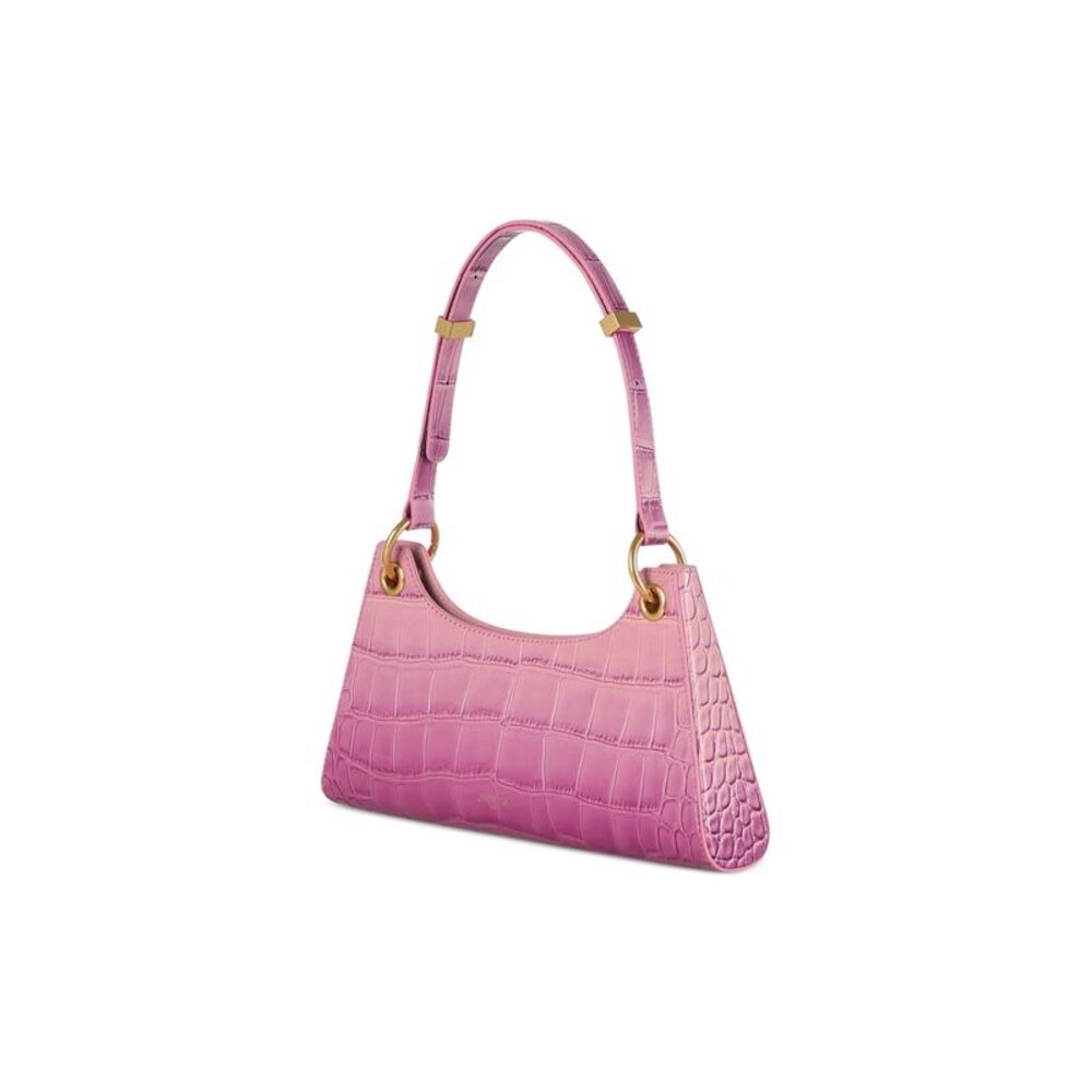 APEDE MOD Women's Pink Crocodile Print Suede Adjustable Strap Shoulder Bag - Picture 2 of 2